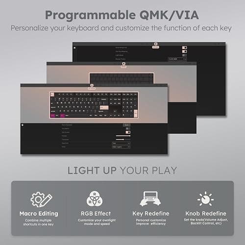 RK ROYAL KLUDGE R87 Pro Wired Mechanical Keyboard with Hot Swappable Knob 75% RGB Backlit Gaming Keyboard 88 Keys TKL Gasket Mounted with QMK/VIA and Linear Creamy Switch thumbnail 3