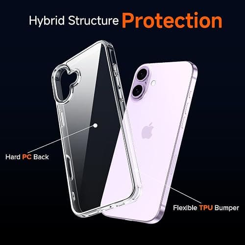 ivoler Clair Coque pour iPhone 17, avec 2 Pièces Verre Trempé, Anti-Jaunissement Protection Militaire Étui de Mince Bumper Housse - Transparente thumbnail 4