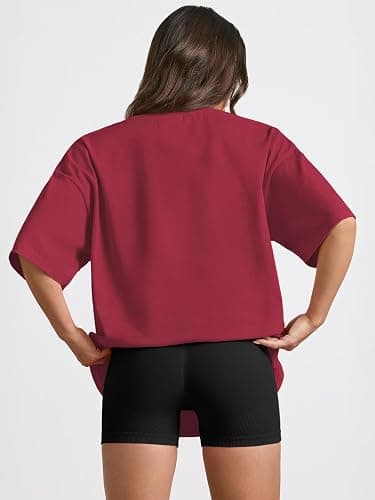 Trendy Queen Womens Oversized T-Shirts Short Sleeve Crew Neck Summer Tops | Midweight Poly-Cotton Blend, Drop Shoulder Loose Fit thumbnail 6