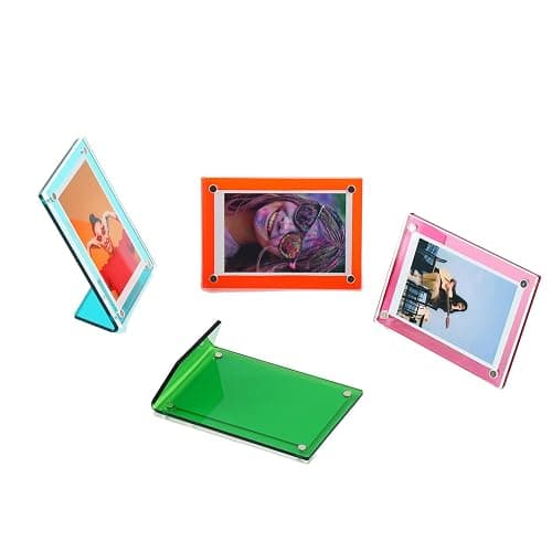 shantmay Acrylic Magnetic Picture Frames for Instax Polaroid,Table Top Mini 2x3 Wallet Size Photo Frame for Desk Decor (colorful 8 pack) thumbnail 5