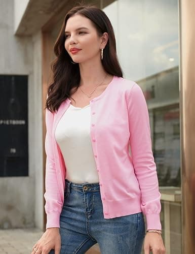 GRACE KARIN Womens Long Sleeve Knit Cardigan Sweaters Casual Dressy Open Front Button Down Cardigans Spring Outfits thumbnail 2