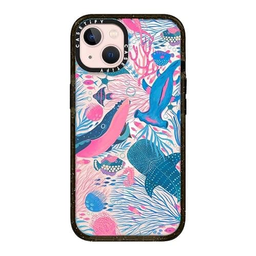 CASETiFY Impact iPhone 13 Case [ 6.6ft Drop Protection/Compatible with Magsafe ] Under The Sea - Clear Black - Image 1
