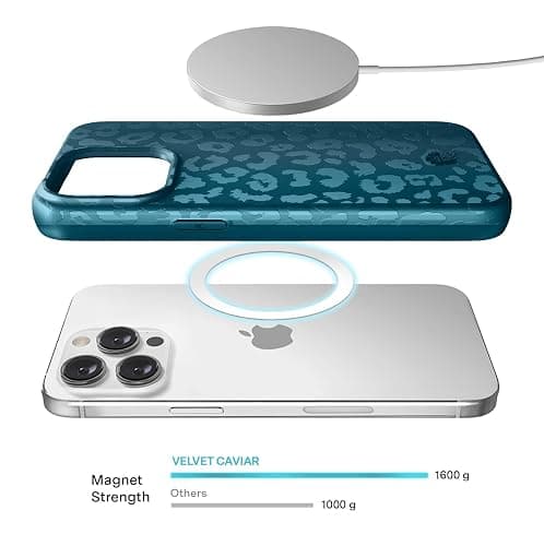 VELVET CAVIAR for iPhone 15 Pro Max Case - Compatible with MagSafe - 10ft Drop Tested - Metallic Navy Blue Leopard thumbnail 3