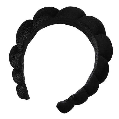 Spa Headband for Women - Terry Towel Cloth Fabric Makeup Fashion Facial Hair Wrap for Skincare, Face Washing, Makeup Removal, Shower, Facial Mask (Black) - Image 1