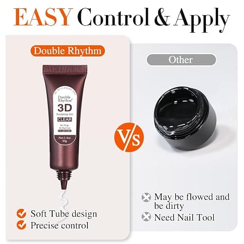 Double Rhythm 3D Gel Nail Art Sculpting Gel Glue No Wipe for Drawing,Molding, Sculpture,DIY Design Decoration 40g (1.4 Oz Clear) thumbnail 4