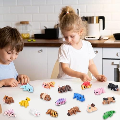 XIMISHOP 18Pcs 3D Printed Mini Animals，Cute Flexible Movable Joint 3D Printed Animal Fidget Toy for Home Office Desk Decoration Kids Party Favors Toys thumbnail 2