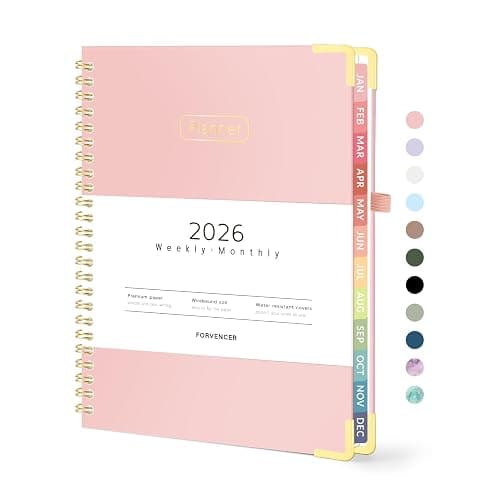 Forvencer 2026 Planner, Hardcover Calendar Planner Weekly and Monthly, January 2026 - December 2026, 6" x 8", Spiral Agenda Book with Tabs, Exquisite Daily Journal with Inner Pocket, Organizer Notebook for Office Home School, A5 Size, Pink - Image 1
