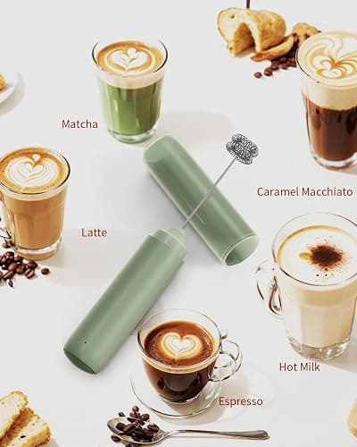 CIRCLE JOY Rechargeable Milk Frother Hanheld, Dual Ring Electric Coffee Frother, Portable Hand Frother Wand Drink Mixer for Matcha Lattes Cappuccino, Kitchen Gifts, Green thumbnail 8