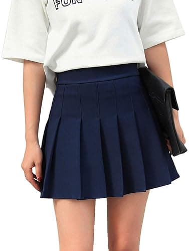Hoerev Women Girls Short High Waist Pleated Skater Tennis Skirt - Image 1