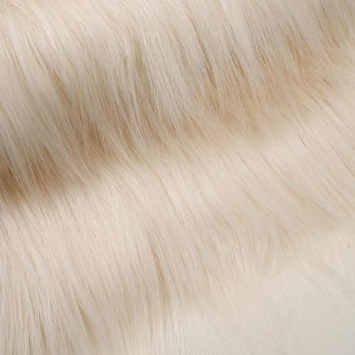 Qidkeo Ivory Faux Fur Fabric by The Yard for Crafts 18" X 61" Inch Wide Furry Fabric for Sewing, Costumes, Upholstery & Pillows Long Pile Faux Fur(Ivory,Half Yard) thumbnail 3