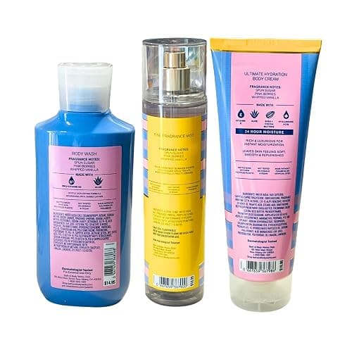 Bath & Body Works COTTON CANDY CLOUDS Fine Fragrance Mist, Ultimate Hydration Body Cream & Body Wash 3pc Gift Set with a Red Bow for Holidays – Full Size thumbnail 4