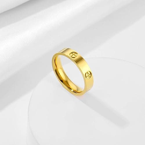 YAISZYW Women's Stainless Steel Wedding Ring 18K Gold Love Ring Friendship Engagement Wedding Jewelry, Promise Ring Mother's Day Christmas Birthday Gift, Size 5-10 thumbnail 3