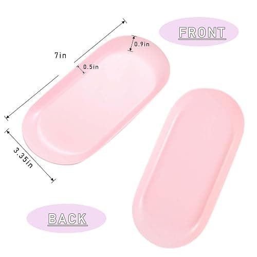 cgllwnmix Nail Tray Pink Manicure Tool Tray Display Nail Art Dish Storage Oval Manicure Tray Jewelry Rhinestone Cosmetics Organizer Decorative Small Storage Plate thumbnail 3