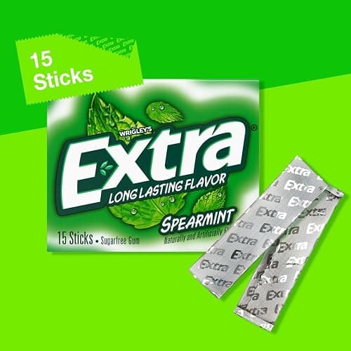 EXTRA Gum Spearmint Sugarfree Chewing Gum Bulk, 15 Count, 10 Pack | Long Lasting Mint Flavor for Fresh Breath, Individually Wrapped Packs for Sharing, Great for School, Work and Travel thumbnail 5