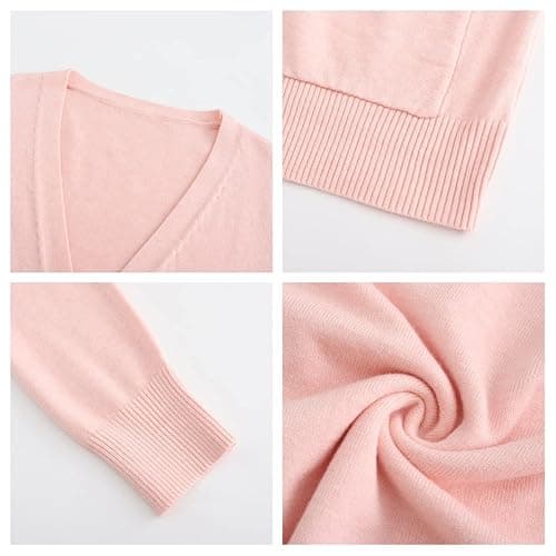 Women's Preppy Japanese Cardigan Kawaii School Uniform Elastic Knit Lightweight Sweater Girls V-Neck Open Front with Pocket thumbnail 5