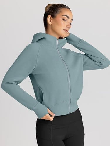 Trendy Queen Womens Zip Up Hoodies Jackets Cropped Sweatshirts Fleece Fall Outfits Casual Comfy Y2k Tops Winter Clothes 2025 thumbnail 3