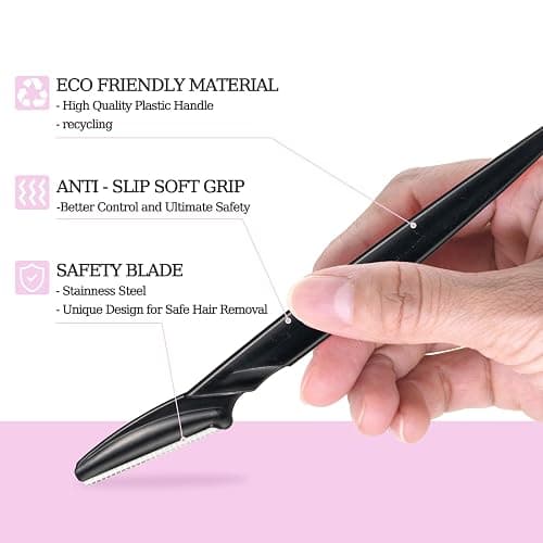 40pcs Eyebrow Razor for Women, Newbie Friendly Dermaplane Razor, Face Razors and Shaver Dermaplaning with Protective Covers (Black) thumbnail 2
