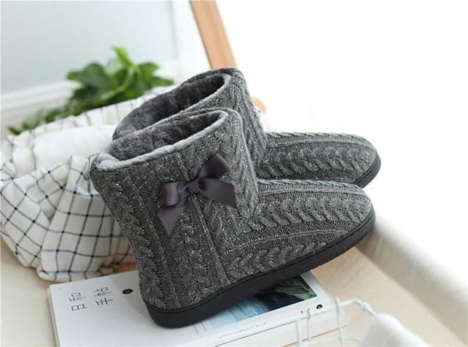 Rojeam Winter Boots Slippers Knitted Women Men Home Booties Plush House Shoes Indoor Outdoor thumbnail 5