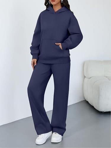 Trendy Queen 2 Piece Lounge Sweat Sets Plus Size Fall Fashion Matching Sweatsuits Wide Leg Pants Travel Outfit Winter Clothes thumbnail 3