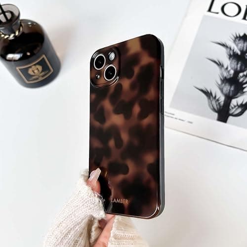 NITITOP Compatible for iPhone 14 Plus / 15 Plus Case Cute Stylish Leopard Print Amber Aesthetic Tortoise Design for Women Girls Men Soft TPU Shockproof Protective Cover - Brown thumbnail 7