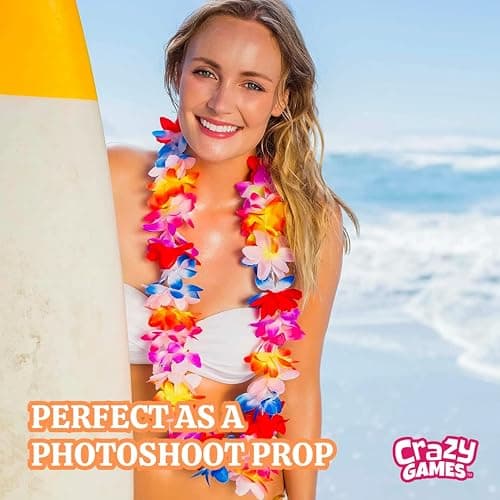 25 Count Hawaiian Leis Set Necklace Bulk for Kids & Adults – Tropical Luau Flower Lei Necklaces, Multicolor Party Favors for Hawaii Decor Birthday, Beach Wedding, Easter Parties & Holiday Decorations thumbnail 8