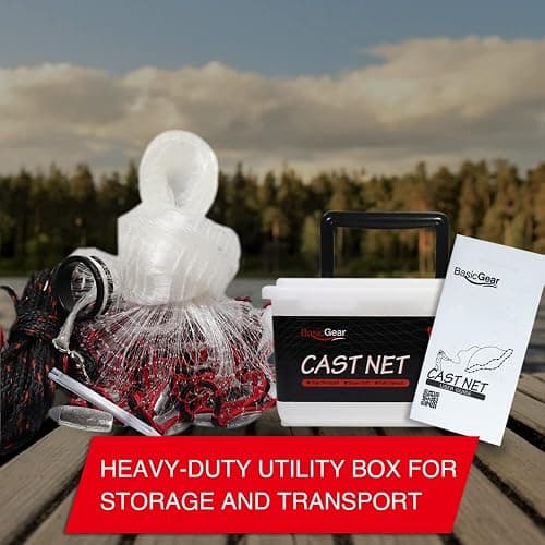 BasicGear Cast Net | 3ft-12ft Radius, 3/8 or 1/4 inch Mesh for Freshwater and Saltwater Bait Fish| Professional Grade and Upgraded Material | Throw Style thumbnail 7