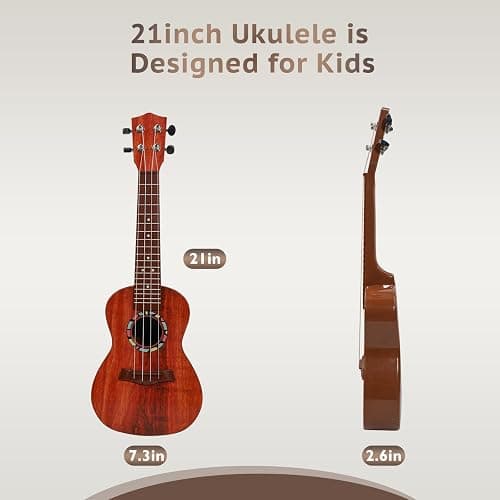 Raimy Kids Guitar Ukulele - 21in Ukulele Guitar Toys for Kids Ages 3 4 5 6 7+ Year Old Boys Girls Simulated Sound Quality Music Instruments Learning Education (Brown) thumbnail 6