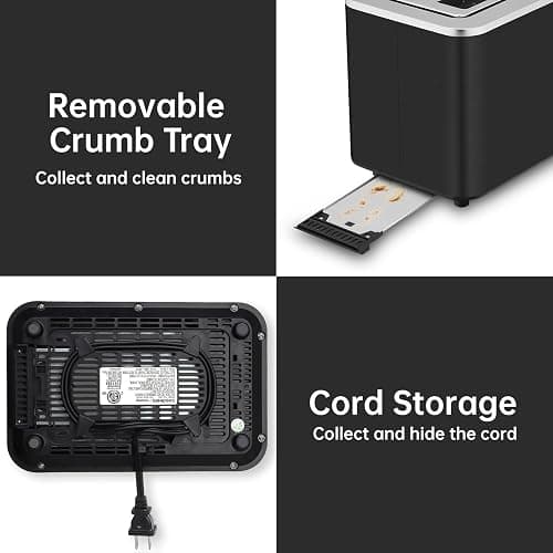 SEEDEEM Toaster 2 Slice, Touch Control Screen, Smart Stainless Toaster, 6 Shade Setting, 6 Bread Selection, Countdown, Removable Crumb Tray, 900W, Matte Black thumbnail 6