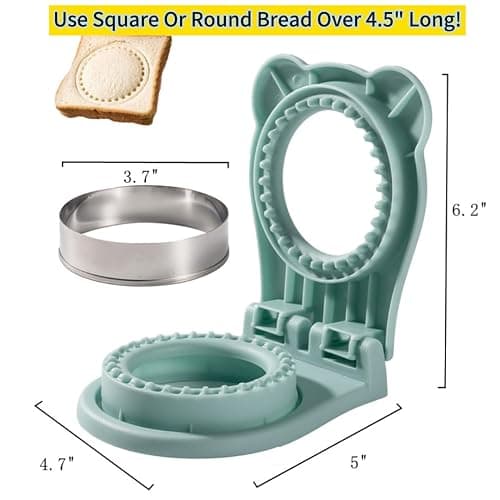 CHICHAUS Uncrustable Sandwich Maker, Sandwich Pocket Circle Shape Cutter & Sealer for Kids Breakfast and Lunchboxes, Light Blue, 3.7Inch thumbnail 2