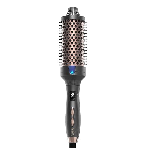 K&K Thermal Brush Heated Round Brush - Blowout Look Volumizer with 1.7 inch Heated Round for Hair Styler Tool Hair Straightener and Curler 2 in 1 Dual Voltage Temperture Contronal (Black, 1.77 Inch) - Image 1