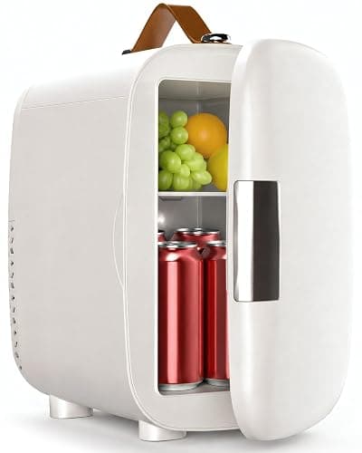 FANSEXPERT Cosmetic Fridge, Portable Mini Fridge for Skincare Food Drinks, 4L/6 Can Electric Plug In Cooler & Warmer, AC/DC Skincare Refrigerator for Bedroom Office Car Dorm (White) - Image 1