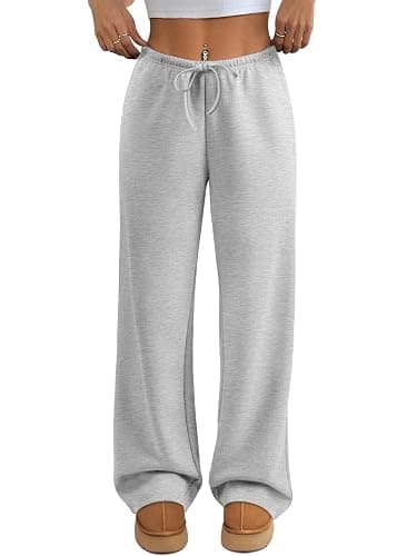 ATHMILE Womens Wide Leg Sweatpants Air Fabric Straight Lowrise Drawstring Elastic Low Waist Fall Clothing Pockets 2025 - Image 1