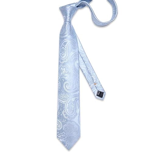 DiBanGu Silk Floral Ties for Men Woven Paisley Necktie and Tie Clip Handkerchief Cufflinks Set for Party Wedding thumbnail 4