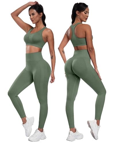 SALSPOR 3 Piece Workout Sets for Women Butt Lifting Leggings with High Impact Sports Bra Gym Shorts thumbnail 4