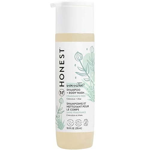The Honest Company 2-in-1 Cleansing Shampoo + Body Wash for Sensitive Skin | Gentle for Baby | Naturally Derived, Tear-free, Hypoallergenic | Fragrance Free, 10 fl oz - Fragrance Free Sensitive - 10 Fl Oz (Pack of 1)