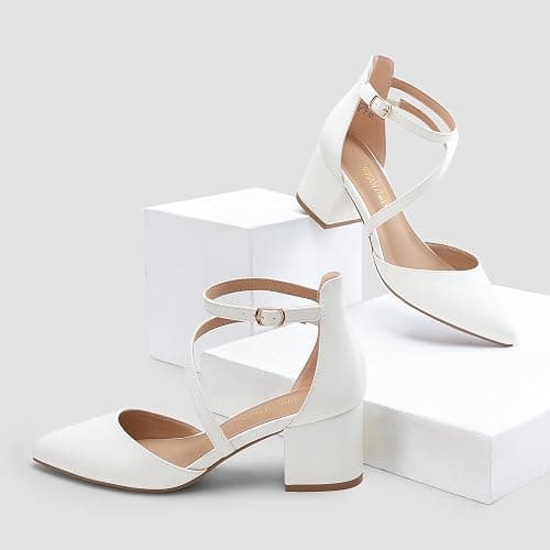 DREAM PAIRS Women's Closed Pointed Toe Low Chunky Heels Pumps Ankle Strap Wedding Business Dressy Shoes thumbnail 8