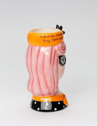 Cosmos Gifts Lady Pink Hair Pencil Vase, Makeup Brush Holder, 3 1/2" x 3" x 5 5/8" H, Multicolor (62609) thumbnail 6