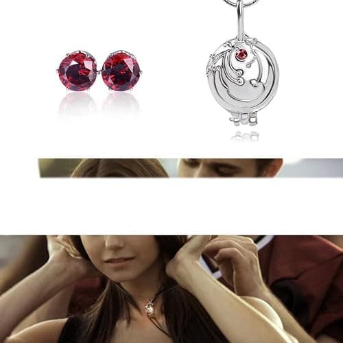 UoYu 4 pcs Opening Vervain Locket Pendant Necklace and Daywalking Katherine Necklace Pendant Charm Necklace-Royal Blue Diamond Stud Earrings S Ring thumbnail 3