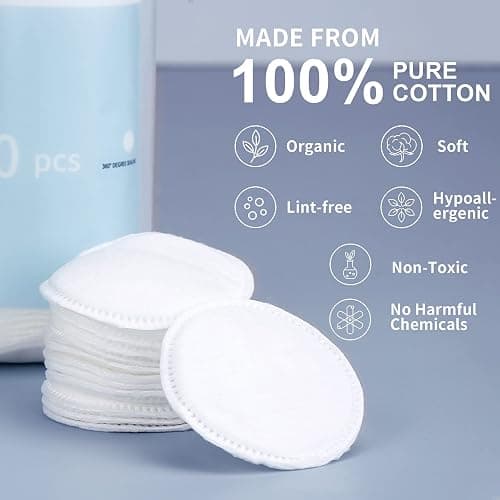 MSQ Cotton Rounds (300 Count), Makeup Remover Pads, Face Cotton Pads, Facial Cleansing Round Cotton Pads, Lint-Free thumbnail 2
