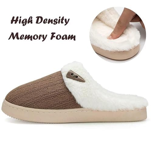 NineCiFun Women's Slip on Fuzzy Slippers Memory Foam House Slippers Outdoor Indoor Warm Plush Bedroom Shoes Scuff with Faux Fur Lining thumbnail 4