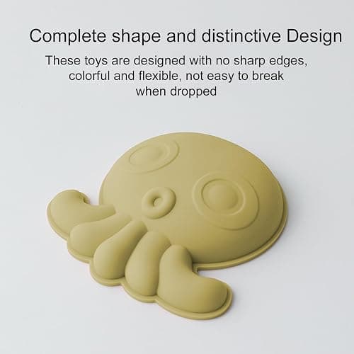 JasCherry Beach Toys for Kids, 10Pcs Silicone Beach Toy Set, Collapsible Beach Bucket, Spade, CrabTurtle Starfish Sand Molds for Beach Party Camping Fun Summer Activities Christmas (A) thumbnail 5