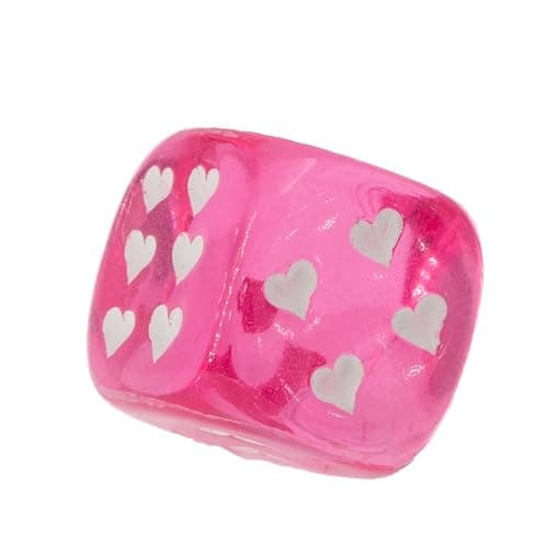 WeLoveDice - Würfel pink mit weißen Herzen - Made in Germany - 6 Stück thumbnail 2