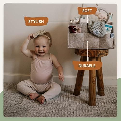 Parker Baby Co. Diaper Caddy - Nursery Storage Bin and Car Organizer for Diapers and Baby Wipes - Oatmeal, Large thumbnail 5