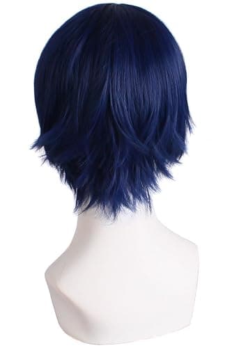 MapofBeauty Men's Short Straight Wig Cosplay Costume Wig (Midnight Blue) thumbnail 2