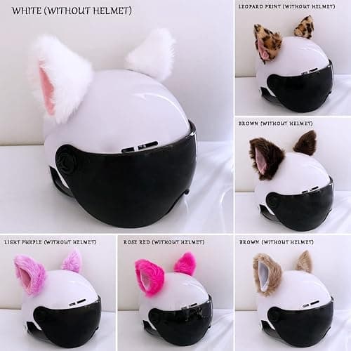 Cat Ears for Helmet Plush Ears Adhesive Helmet Accessory for Bicycle Motorcycle Smooth Surfaces Helmets Decor thumbnail 2