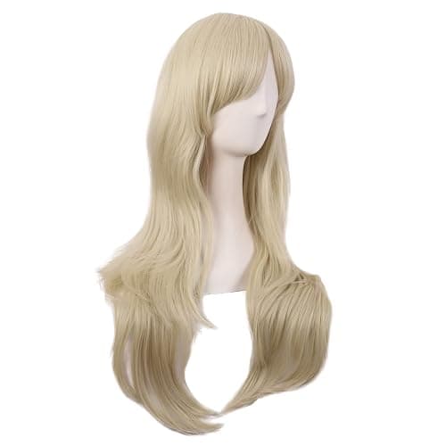 MapofBeauty 28 Inch Long Curly Hair Costume Cosplay Wig, Blonde | 70 cm Wig, Women, Side Bangs, Fashion thumbnail 2