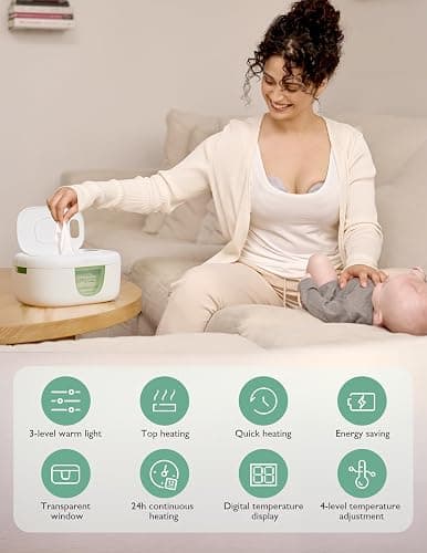 Momcozy Baby Wipe Warmer, Innovative Spring Design, Large Capacity Wipes Dispenser, Fast and Even Heating, 4 Modes of Temperature Heating Control, Diaper Wipe Warmer with Night Light thumbnail 9