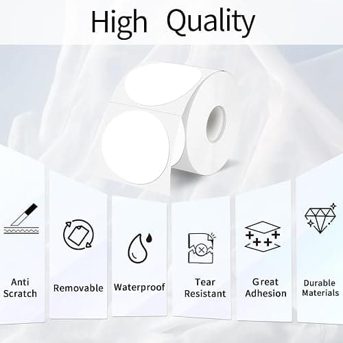 YEGAWEN 2 Inch White Round Thermal Labels Sticker, Waterproof Circle Direct Thermal Labels, Removable Multi-Purpose Self-Adhesive Sticker Label for DIY Logo Design- 300 Sheet/Roll thumbnail 4