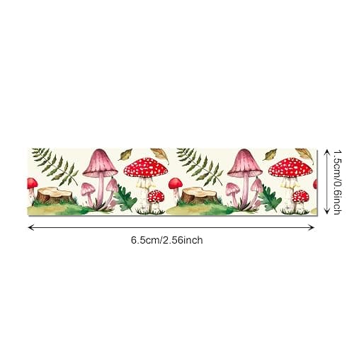 MOZUI 12 Pcs Mushroom Washi Tapes Set Forest Mushroom Vintage Masking Tape Mushroom Themed Decorative Tape Mushroom Printed Decorative for DIY, Planner, Scrapbooking, and Party Decor thumbnail 3