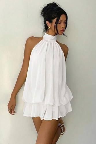 ELLEVEN Women's Backless Halter Mini Dress Summer Party Dress Sexy Outfits thumbnail 5